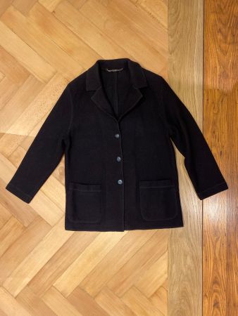 Zeitlose schwarze BASLER Wolljacke / Walkwolljacke Gr. 44