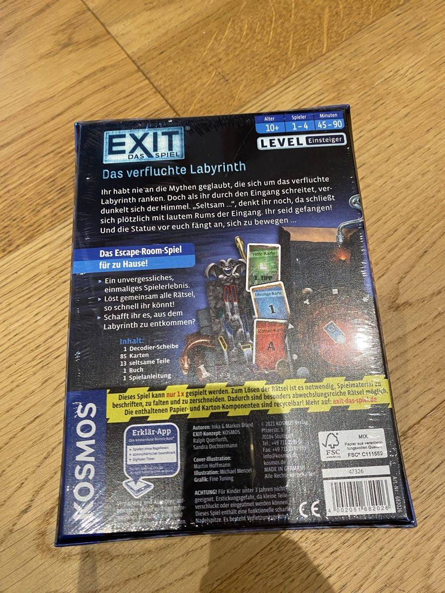 Kosmos Giochi: EXIT Das Spiel: Das verfluchte Labyrinth -Top Zustand! – Nuovo e nell'imballaggio originale da Hohentannen venduto da Hawaii29 1
