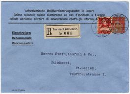 20 Rp. Helvetia mit Schwert auf R-Privatganzsache von LUZERN