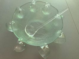 Bowlsatz Glas mit Kelle und 6 Tassen - Blattmuster