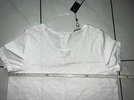 Street One kurzarm Shirt Top Bluse mit Schnürung 44 weiss