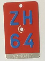 ZH 64 - VELONUMMER - FAHRRADSCHILD - PLAQUE DE VELO - ZH 64