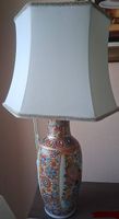 Tischlampe Keramik gemustert mit Stoffschirm, guter Zustand