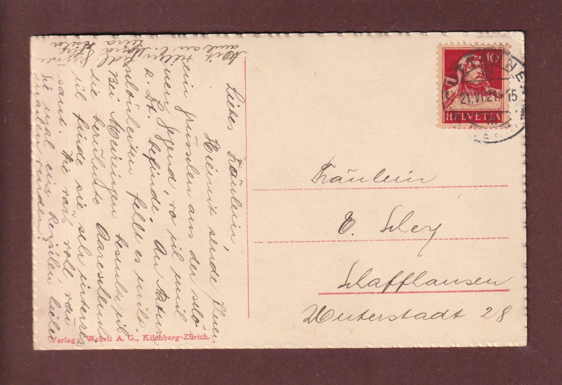 Cartoline postali: Grimselstrasse - HANDECKFALL - 1921 – Usato da Pully venduto da nicecards 1