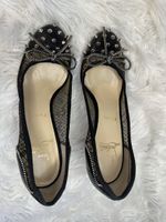 Christian Louboutin Black Leather Studded Heels Size 38