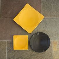 Keramik Teller Set schwarz gelb