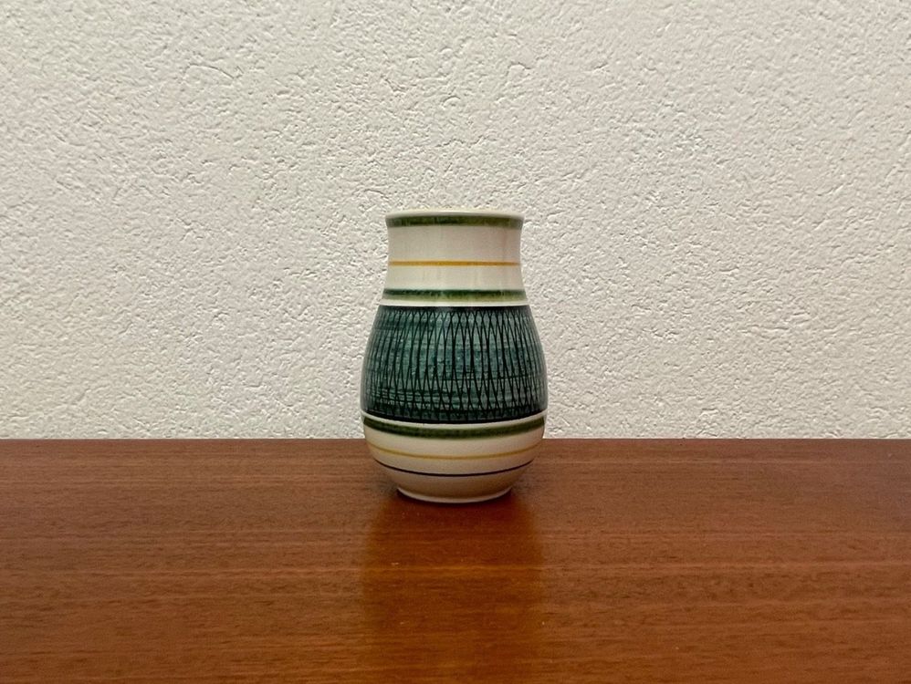 SYDDOL Weiße Keramikvase Im Französischen Landhausstil – Handbemalt Mit Craquelé-Optik, 14 Cm Hoch (Grün), Perfekt Für Wohnung, Büro & Hochzeit
