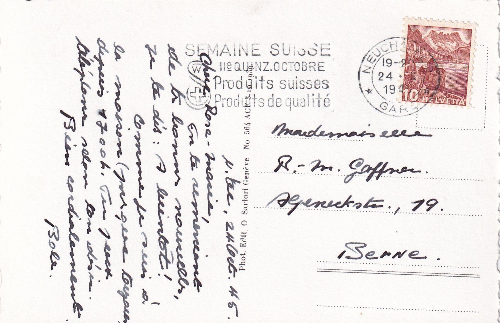 Cartoline postali: Neuchâtel (Vue générale) /mp – Usato da Hombrechtikon venduto da Rudolf07 1