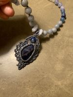 🩵 Collier Micromacramé–Sodalite, lapis-lazuli, aigue-marine