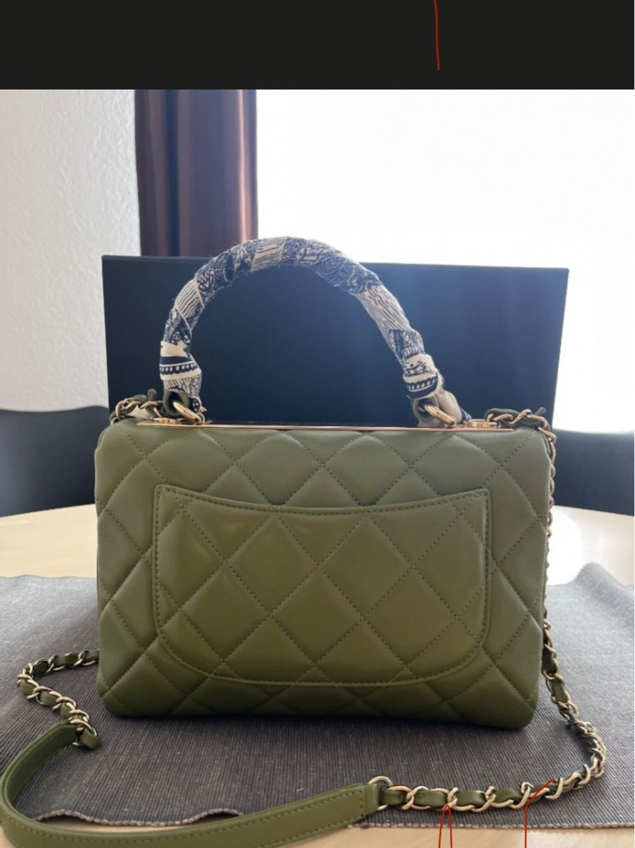 Chanel Taschen für Damen: Chanel Top Handle Flap Bag - Olive Green Quilted 53 – Gebraucht aus Gebenstorf von AA2015 1