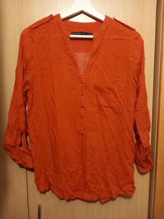 Blouse en viscose orange à pois ZARA BASIC T38