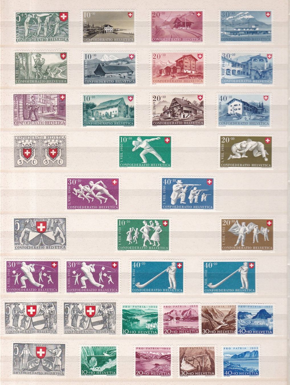 Tutti i francobolli: Pro Patria Briefmarken ab 1938, postfrisch – Usato da Münchwilen AG venduto da Nesar 1