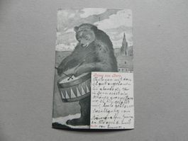 Karte Bär Bären Bern BE lustig Humor Trommel 1905