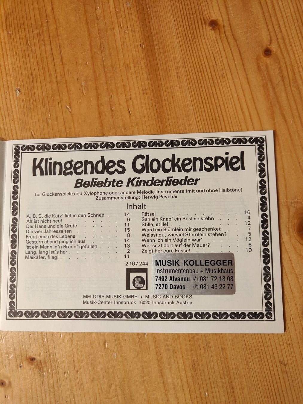 Libri: Noten Klingendes Glockenspiel oder für Blockflöte – Nuovo e nell'imballaggio originale da Davos-Platz venduto da musikhauskollegger 4