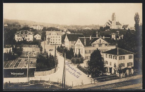Cartoline postali: Männedorf, Strassenpartie mit Häusern  – Usato da Berlin venduto da bartko-reher