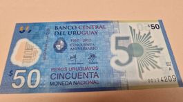 Uruguay 50 Pesosschein 2017 Jubiläumsserie