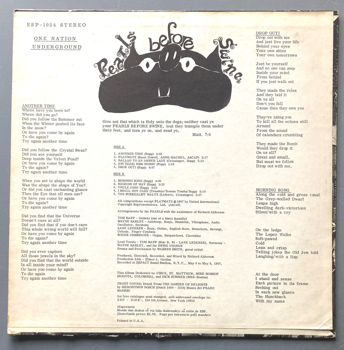 Dischi in vinile: PEARLS BEFORE SWINE - ONE NATION UNDERGROUND – Usato da Poliez-Pittet venduto da Newtown-Records 1