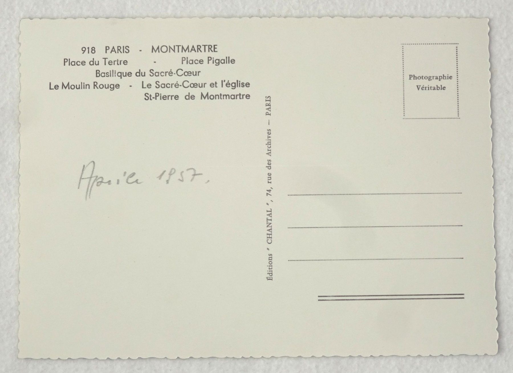 Cartoline postali: Montmartre 1957, Postkarte – Usato da St.Gallen venduto da Paddington11 2