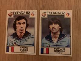 2 Autogramme WM 82 Bossis & Genghini auf Paninibildern
