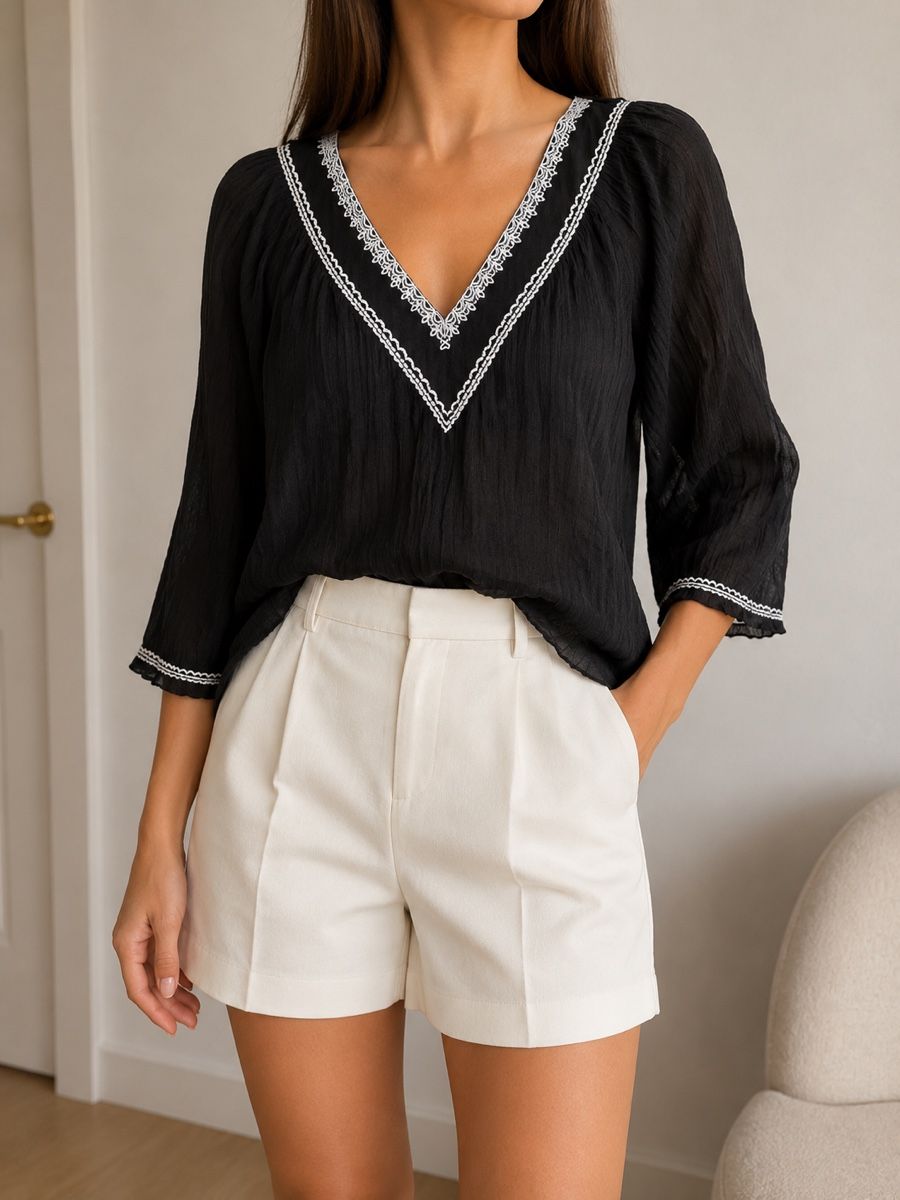 Primark Blusen: Primark Black Embroidered Blouse Size S Used – Neu (gemäss Beschreibung) aus Zürich von Mss_sen