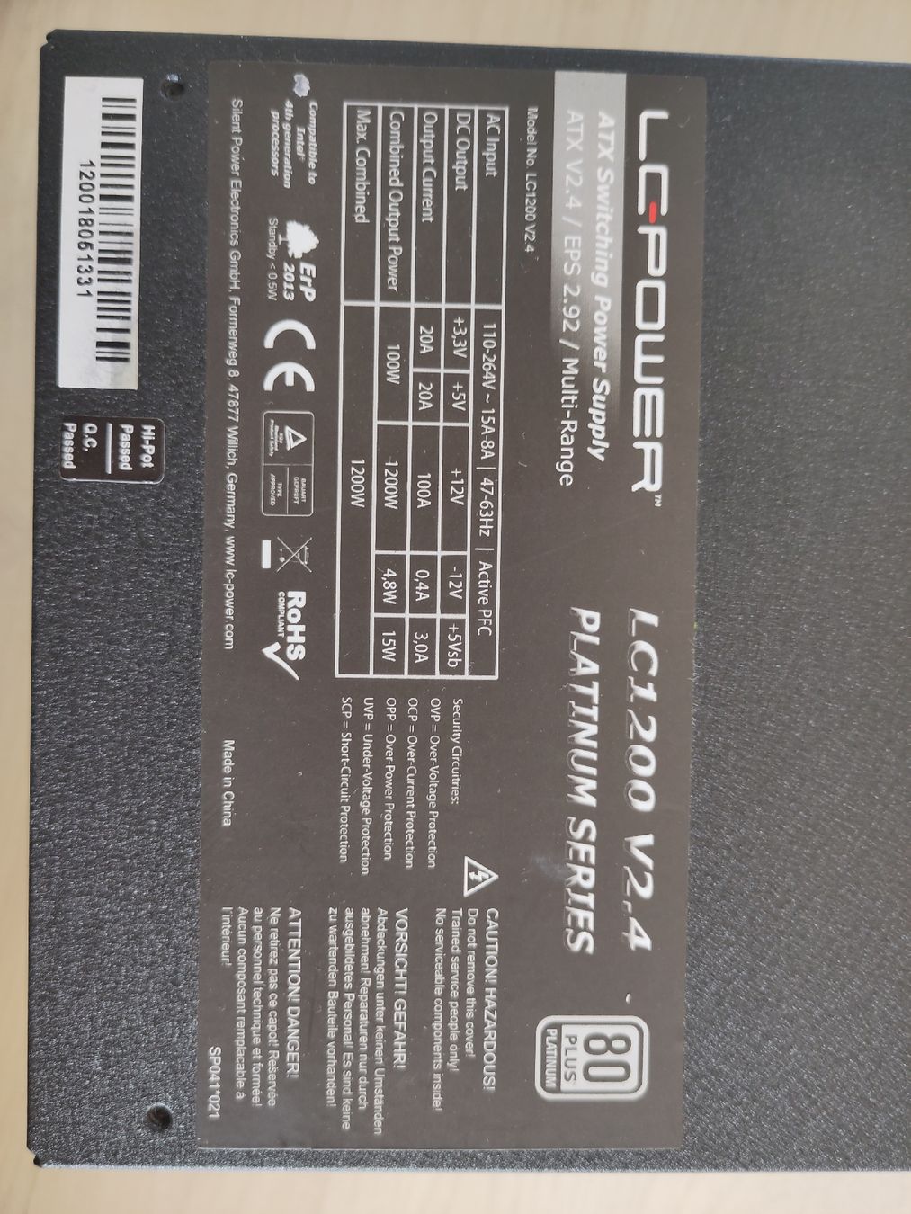 Componenti elettronici: 1200W PSU LC Power – Difettoso da Sargans venduto da sve_hjs5 1