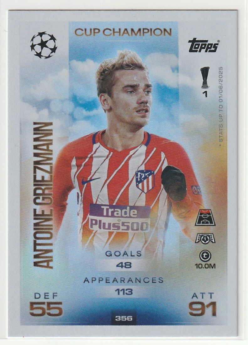 common yugioh cards worth money Topps Antoine Griezmann Blue Meaningful Material Match-Worn Relic Card