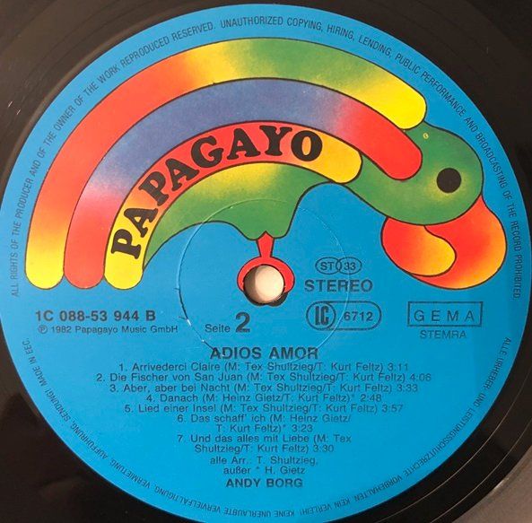 Schallplatten: Andy Borg – Adios Amor (LP) – Gebraucht aus Grüningen von azulmarron 3
