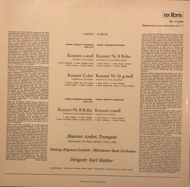 Dischi in vinile: Maurice André - Konzerte von Telemann und Händel (LP) – Usato da Grüningen venduto da azulrojo 1