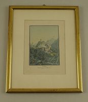 TRINS GRAUBÜNDEN, AQUATINTA UM 1830