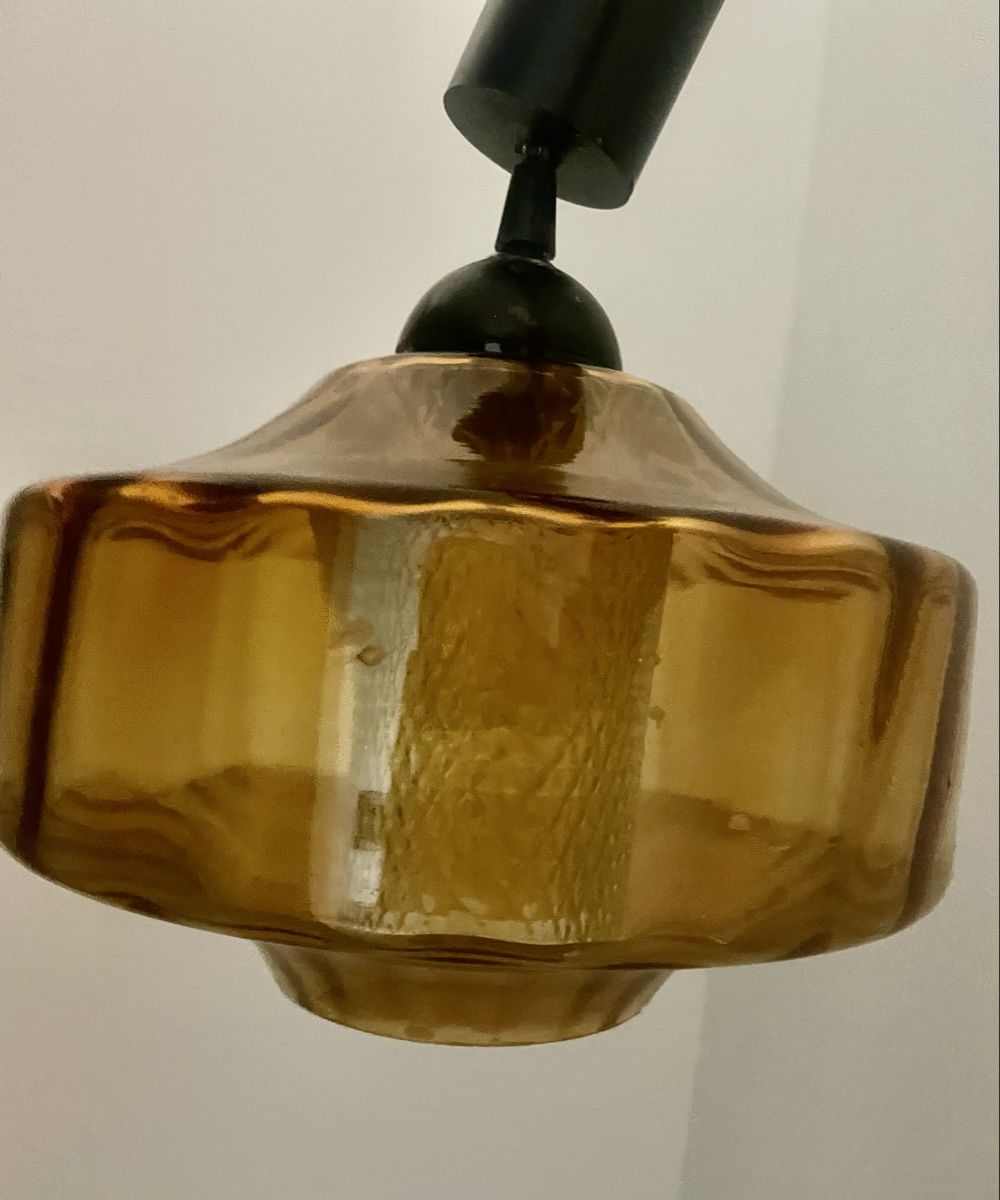 Lampade: Retro Hängeleuchte Glas bernsteinfarben Glas  – Usato da Au ZH venduto da Jaggy4 3