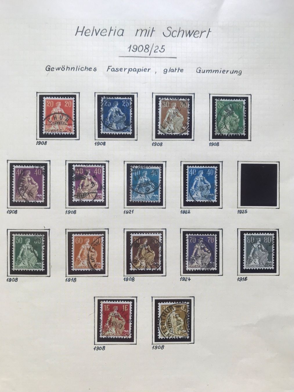 Alle Briefmarken: 1908/25 Helvetia mit Schwert – Gebraucht aus stäfa von brandy66