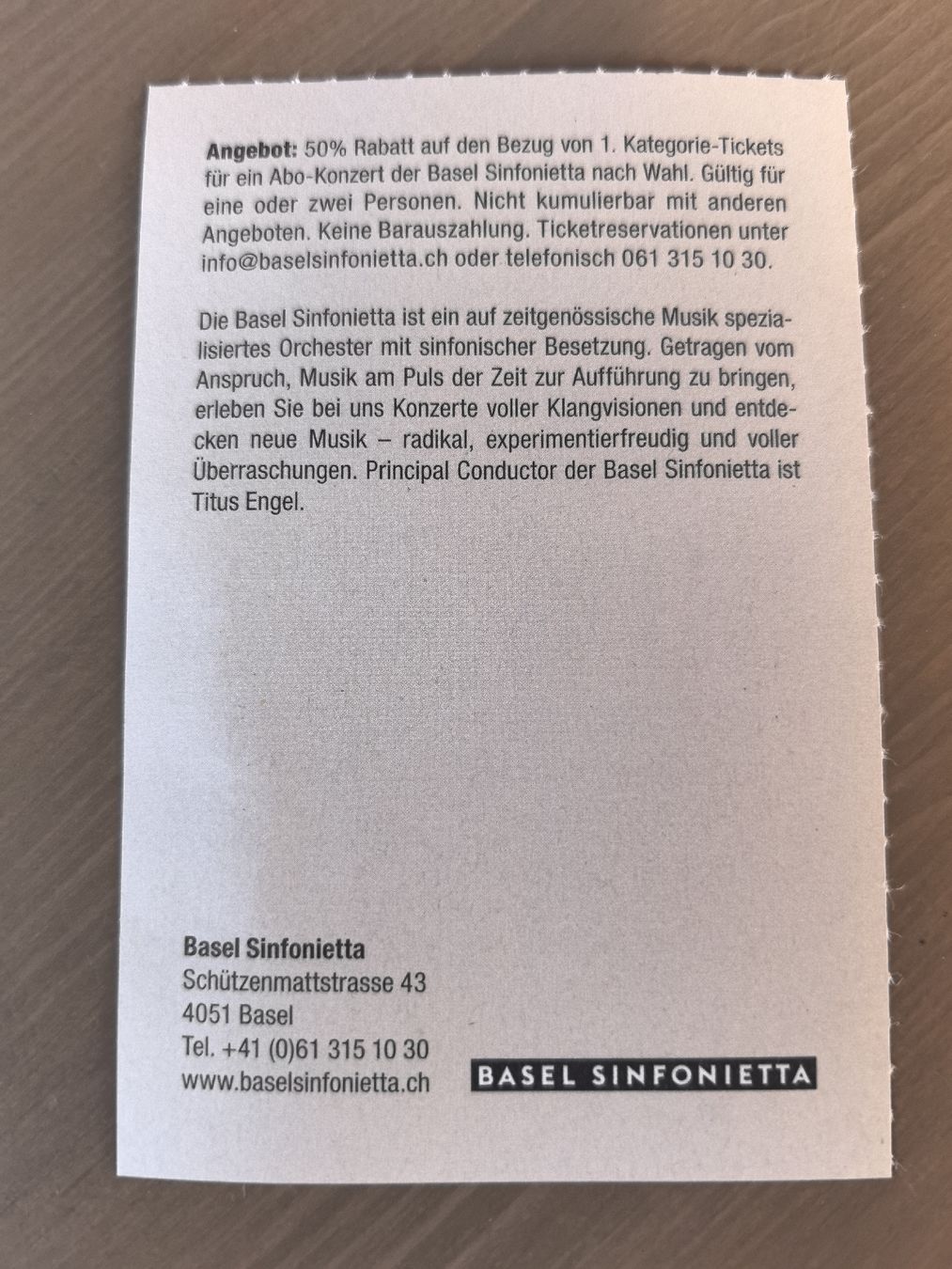 Basel Sinfonietta: 50% Rabatt auf Abo-Konzert Ticket! (Neu und ...