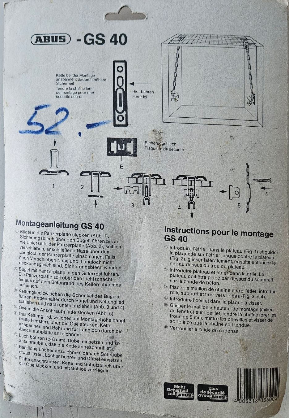 Ferramenta: ABUS GS40 Gittersi. 3 Stk. Neu-Top Zustand! – Nuovo (secondo la descrizione) da Oberburg venduto da znas 3