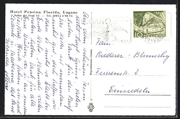 Ansichtskarten: AK Lugano, Hotel Pension Florida – Gebraucht aus Berlin von bartko-reher 1