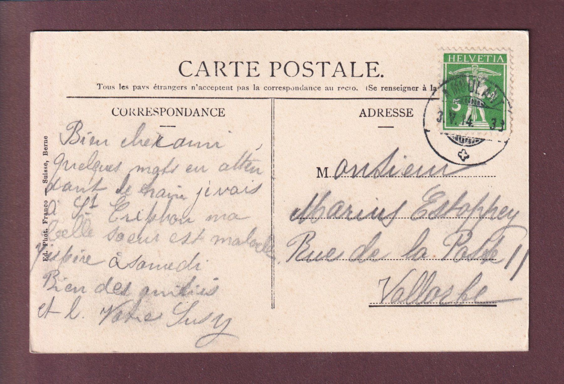 Cartoline postali: Château de CHILLON - Pont bernois - 1914 – Usato da Pully venduto da nicecards 1