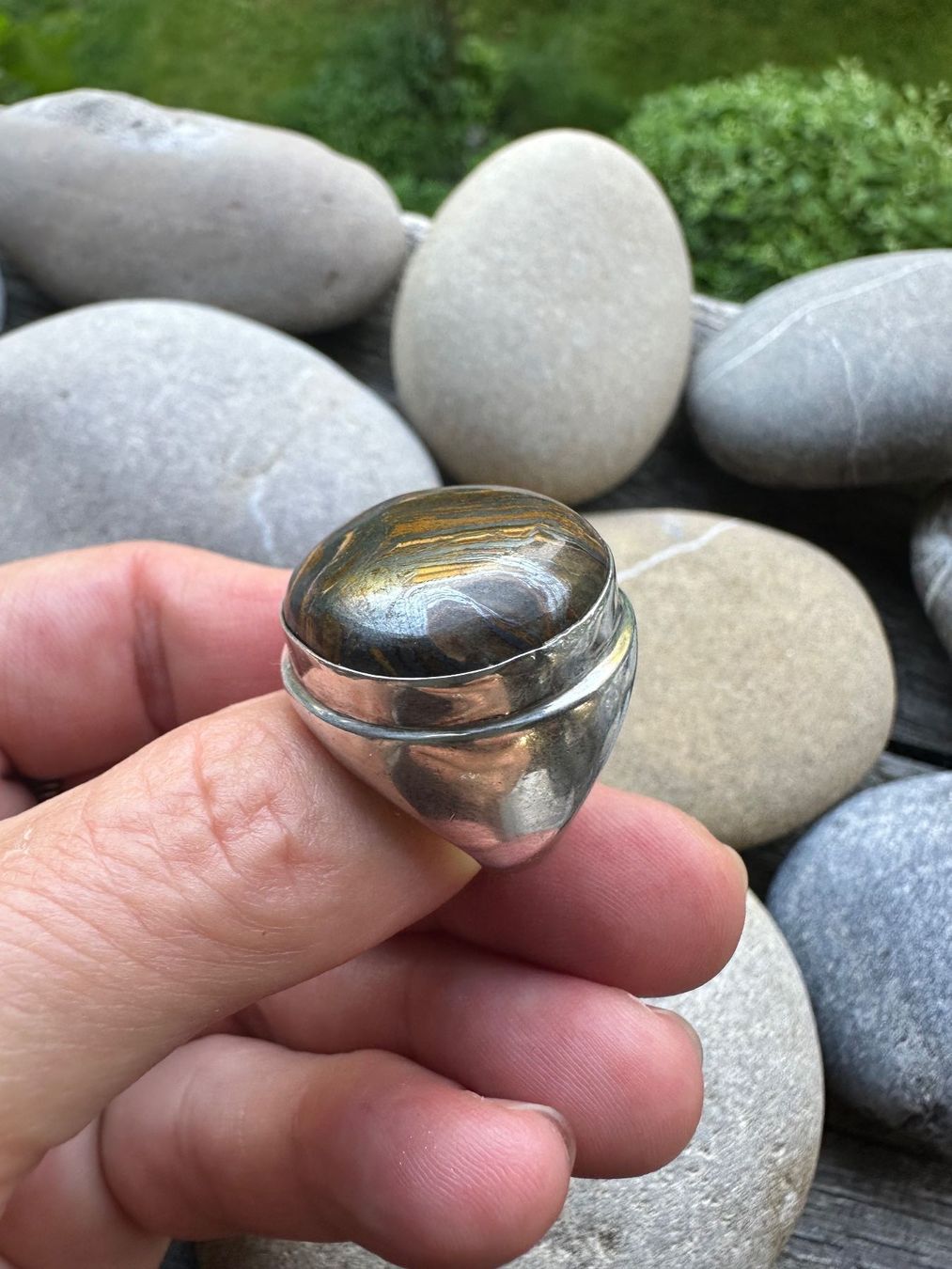 Anelli: Massiver Silberring (925) mit Bronzit – Usato da Muri AG venduto da Shoshana5 2