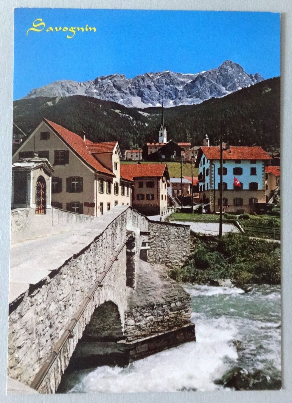 Cartoline postali: Savognin am Julierpass mit Piz Mitgel – Usato da Fétigny venduto da Billy2miny