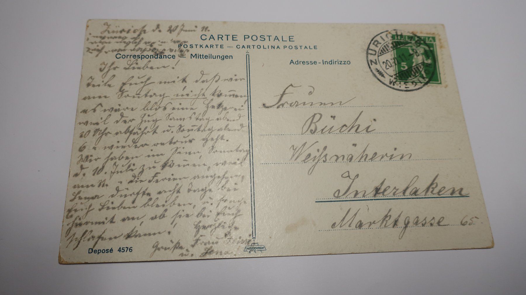 Ansichtskarten: Zürich Polytechnicum  1911 – Gebraucht aus Cormoret von Pascalll2001 3