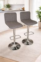 Moderne Barhocker 2er-Set – höhenverstellbar – grau/chrom
