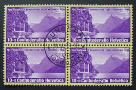 PP 1938, Viererblock B1, Stempel LUNGERN Obwalden OW