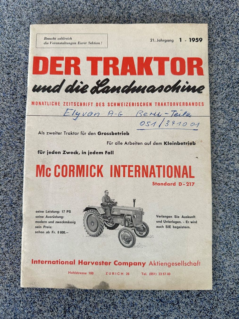 Riviste & Magazine: Zeitschrift , der Traktor , 1959 – Usato da Boswil venduto da pavo1