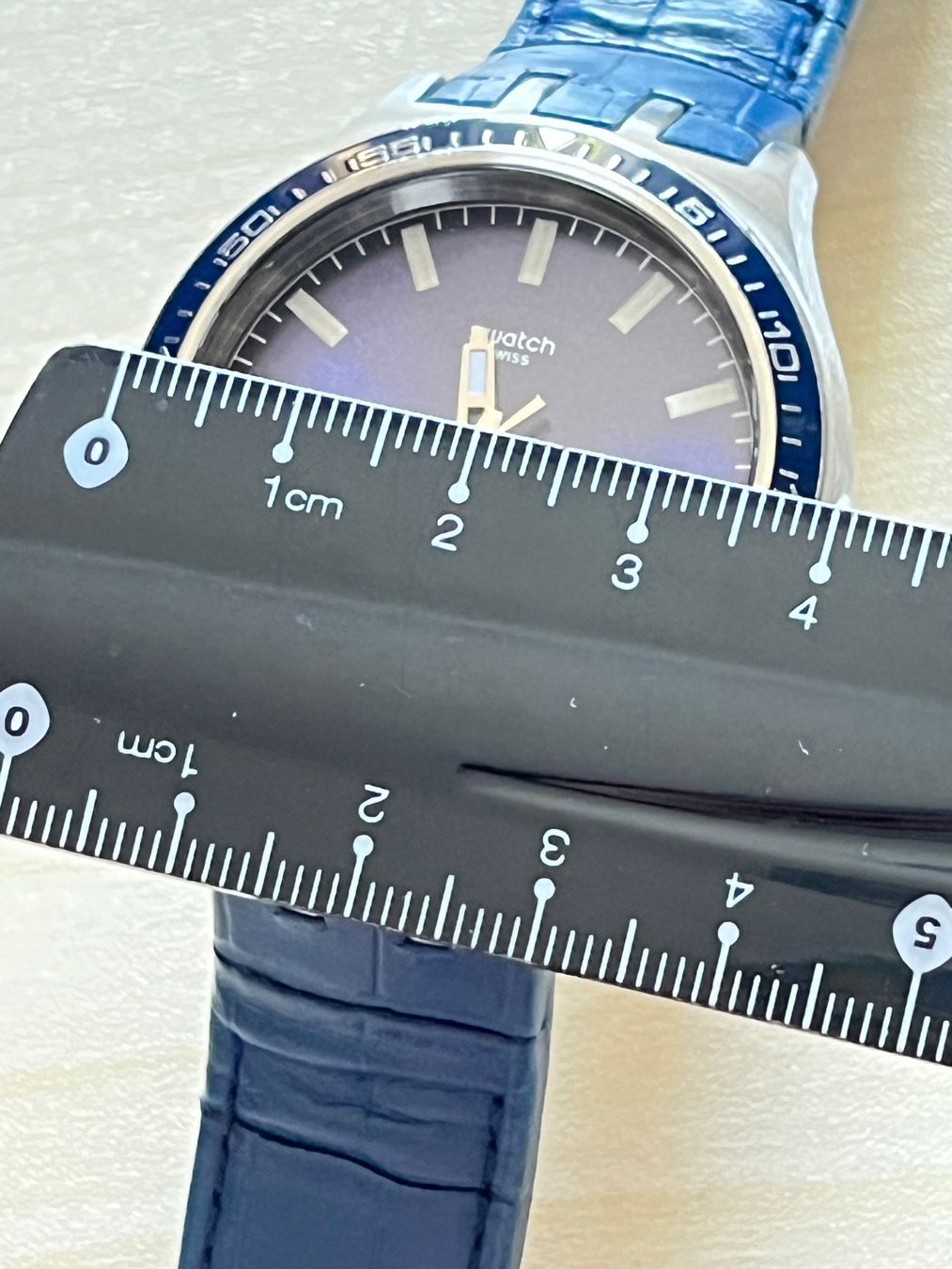 Swatch Orologi: Swatch Uhr Herren blau Leder – Usato da Grenchen venduto da chththl 7