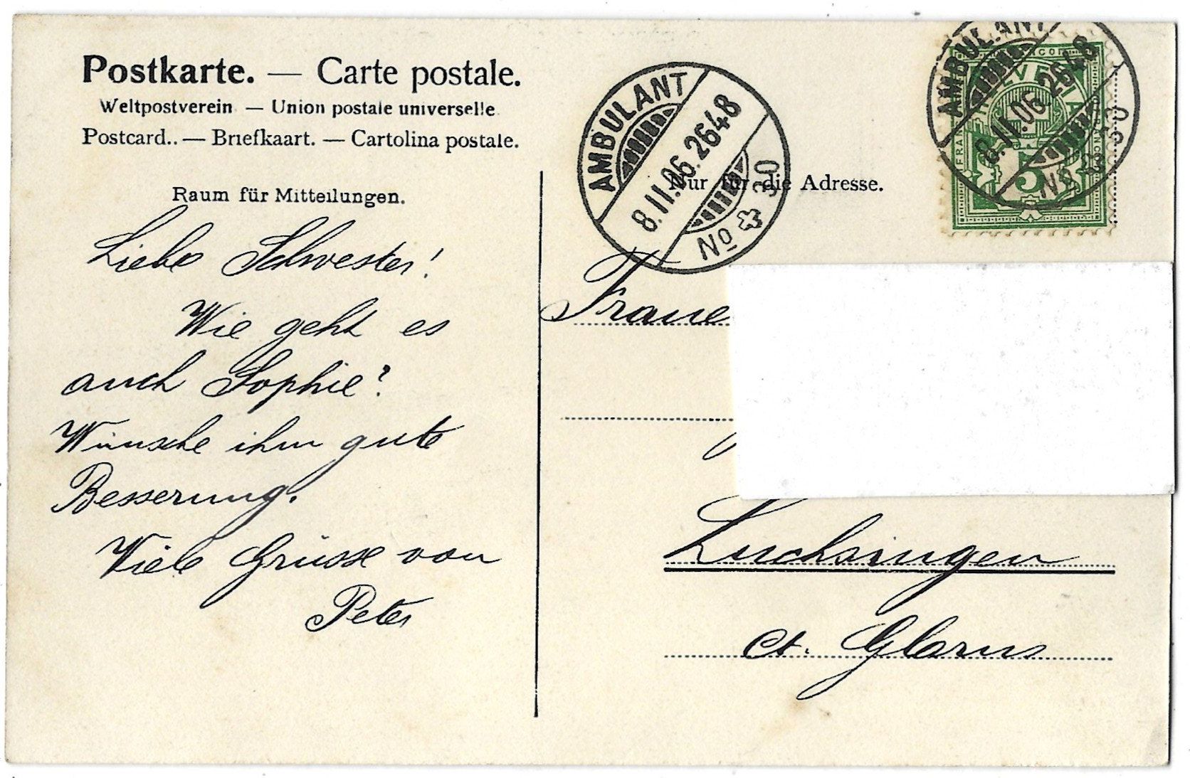 Cartoline postali: Schaffhausen  v.  d.  Eisenbahnbrücke – Usato da Bütschwil venduto da Jackson1A 1