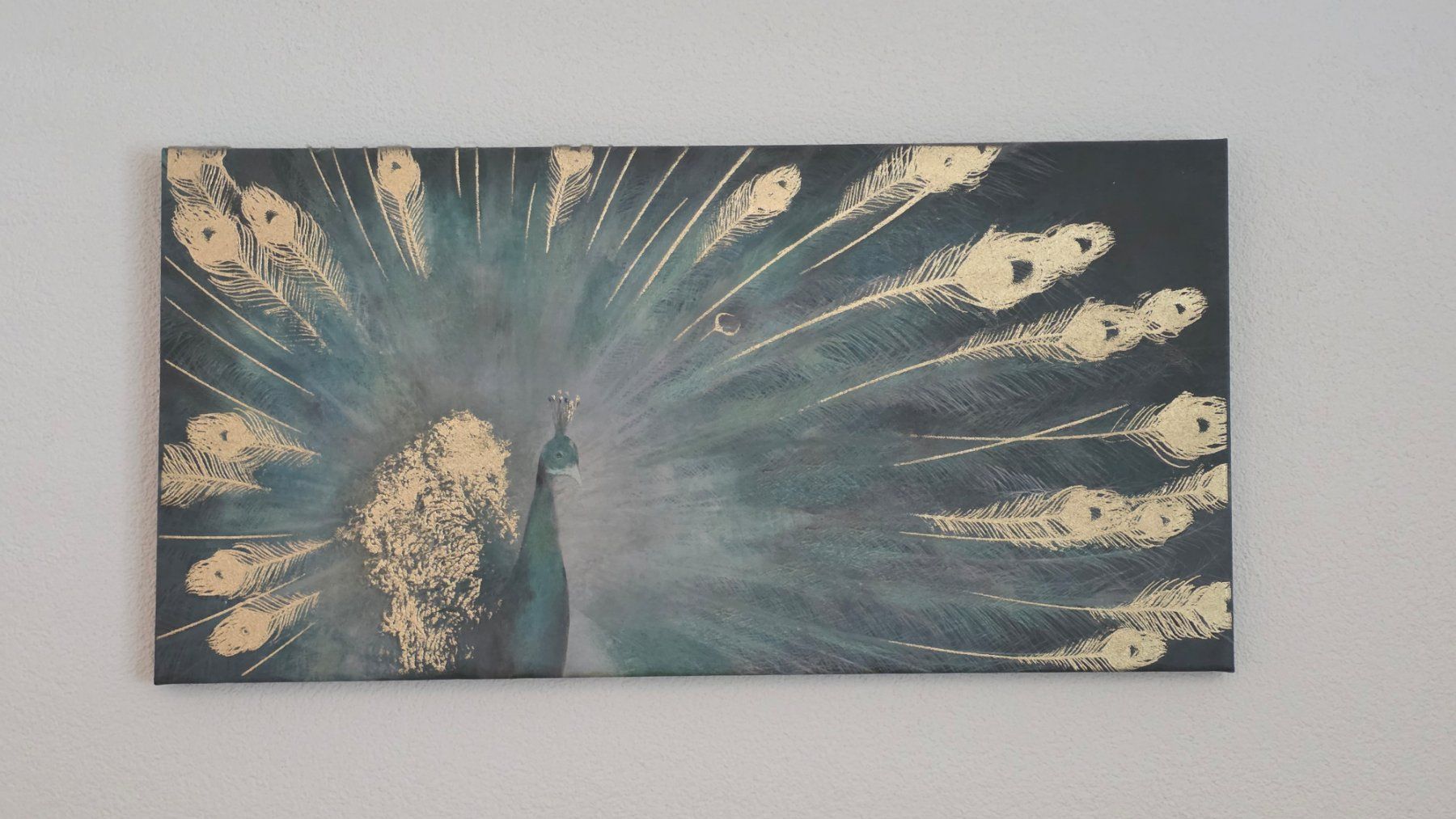 Maisons du monde Tutte le decorazioni: Gemälde Pfau mit goldenen Federn 90x45cm – Usato da Rorschacherberg venduto da Master_Yoda