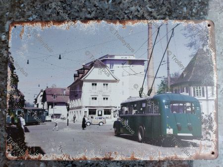 Retro-Blechschild: BVB Trolleybus Nr. 52