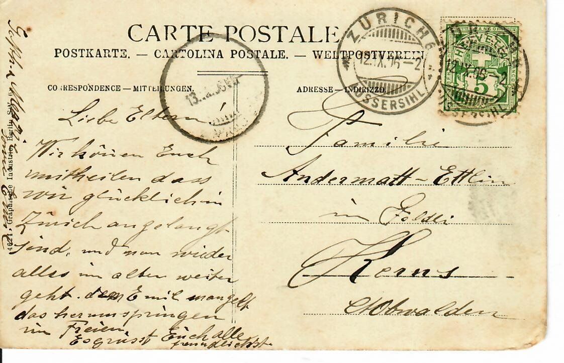 Cartoline postali: Zürich 1906 – Usato da Hochdorf venduto da Ziegel-16 1