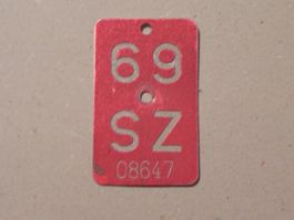 Velonummer Velo Rad SZ 69 Schwyz 1969 Nummer Geschenk