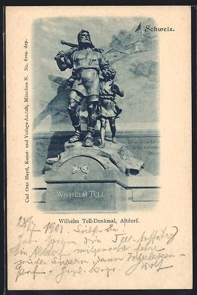 Cartoline postali: AK Altdorf, Wilhelm Tell-Denkmal, 1901 – Usato da Berlin venduto da bartko-reher