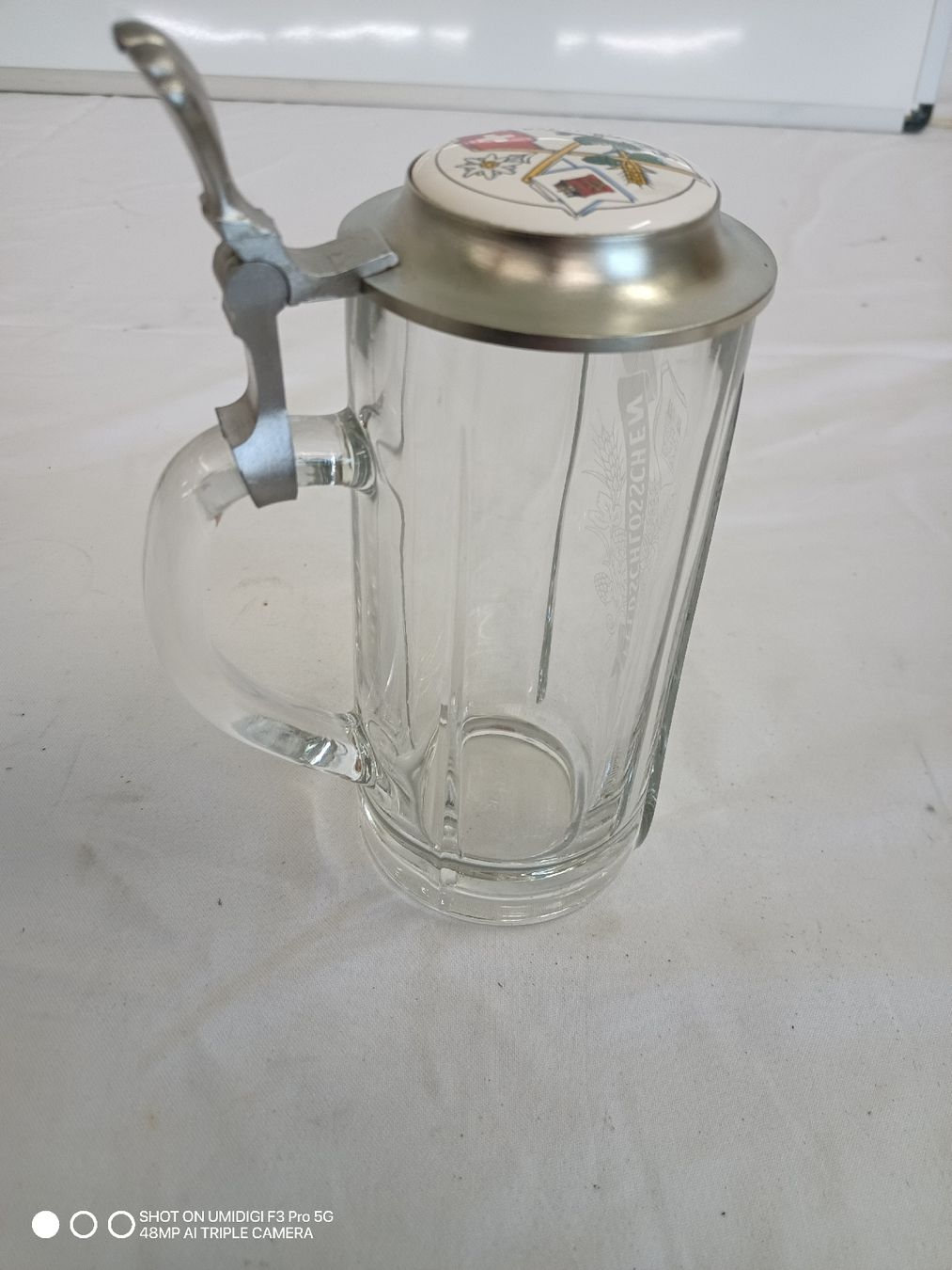 Feldschlösschen Bicchieri: Bierkrug mit Zinndeckel, Feldschlösschen 4 dl – Nuovo (secondo la descrizione) da Aarwangen venduto da to-hirschi 3