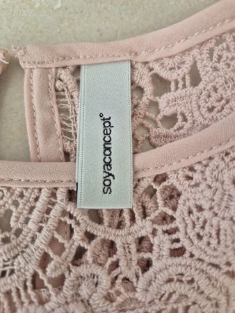 Damen Bluse Soyaconcept rosa mit Spitze langer Arm Grösse S
